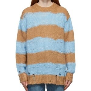 NWT Acne Studios Striped Distressed Mohair Blend Sweater | Size XS